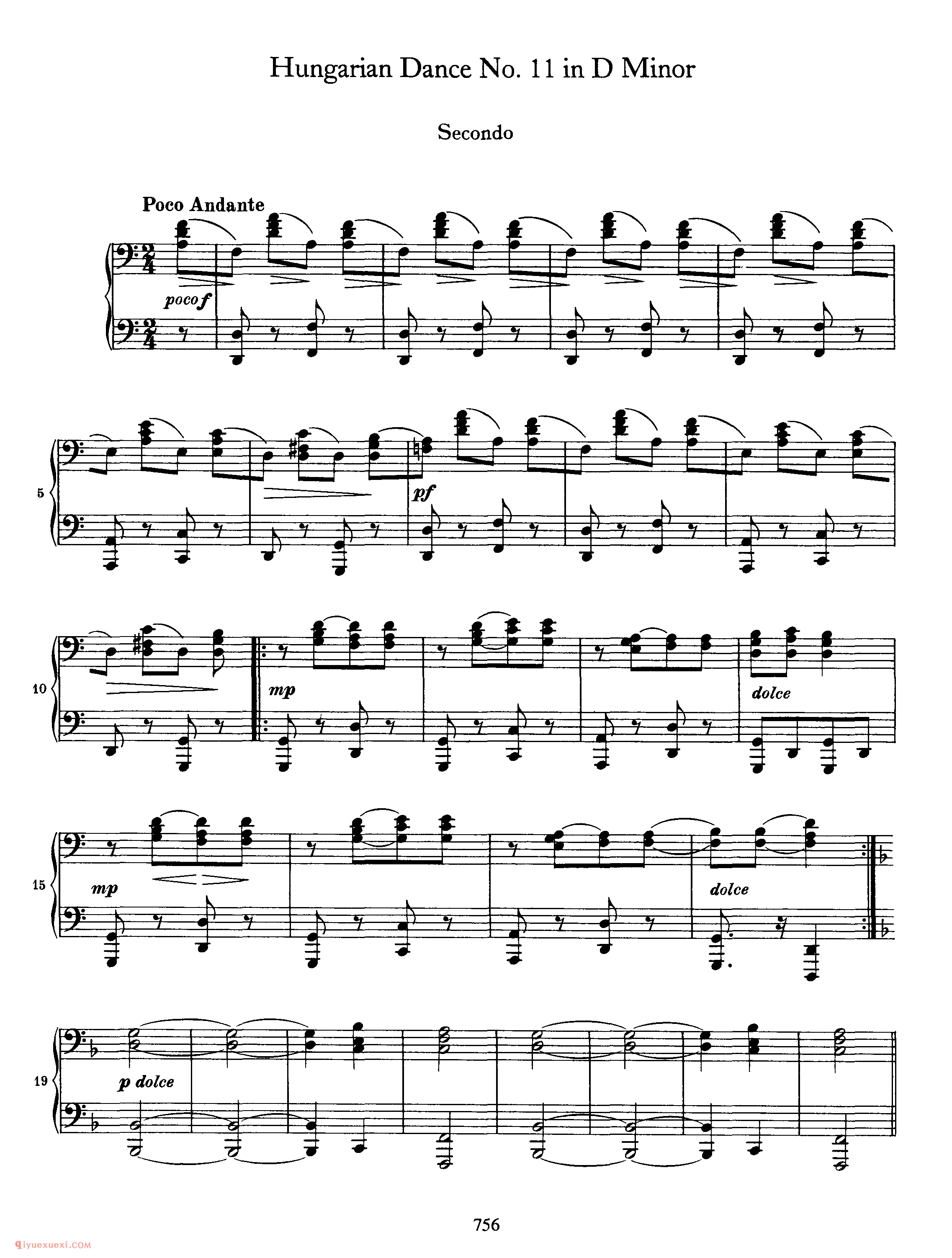 Hungarian Dance No. 11 in D Minor_勃拉姆斯《匈牙利舞曲》四手联弹