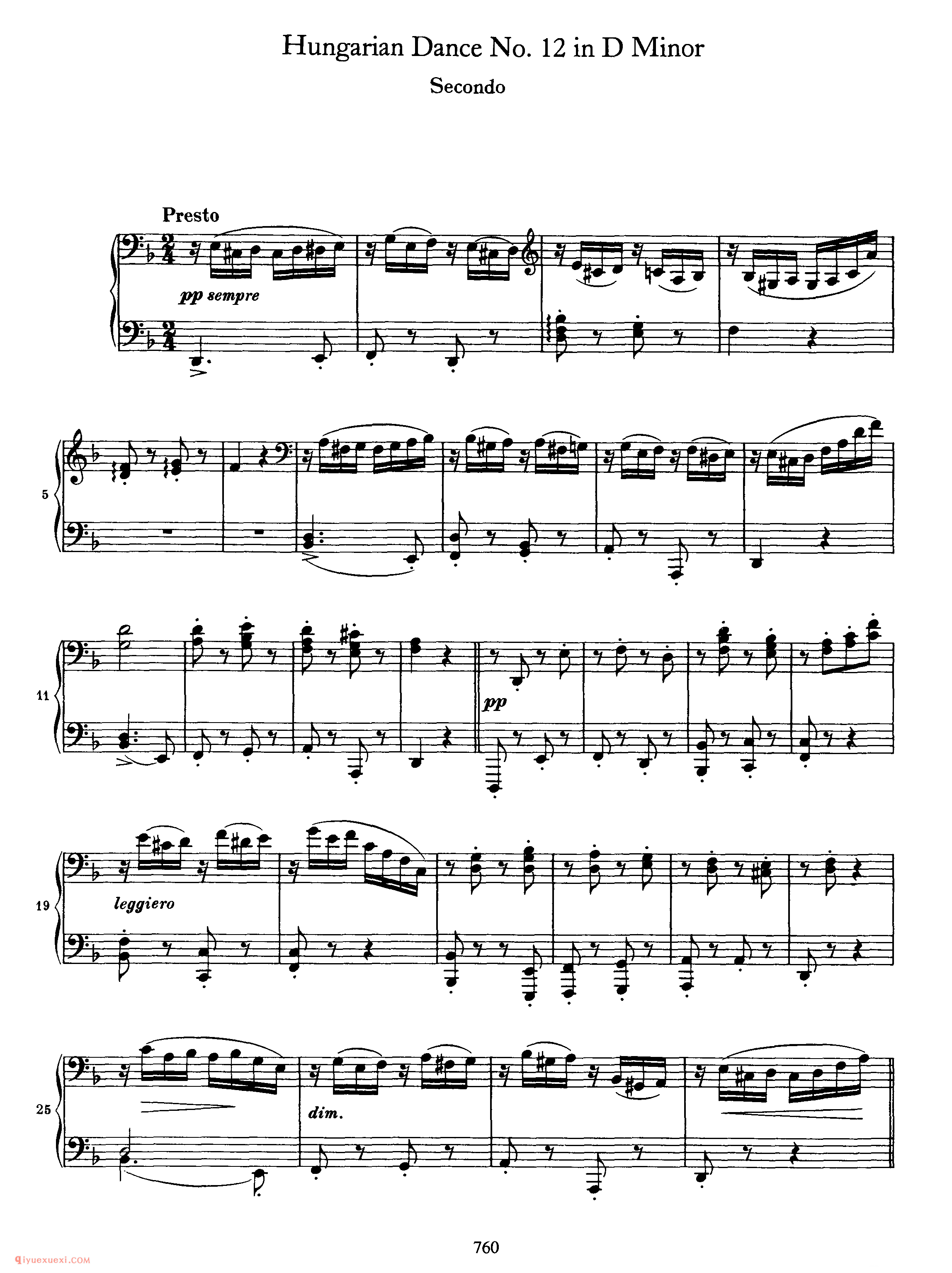 Hungarian Dance No.12 in D Minor_勃拉姆斯《匈牙利舞曲》四手联弹