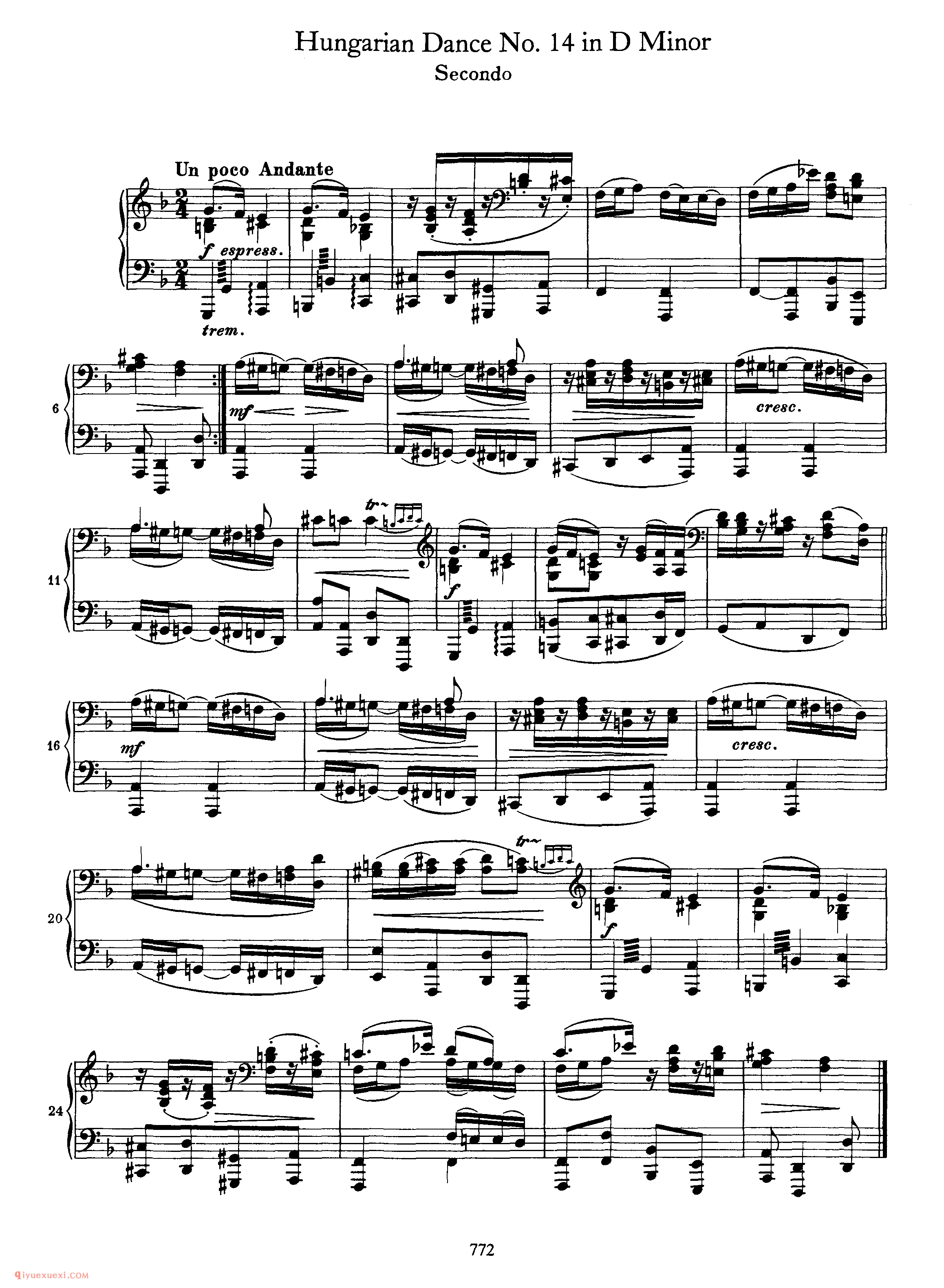 Hungarian Dance No.14 in D Minor_勃拉姆斯《匈牙利舞曲》四手联弹