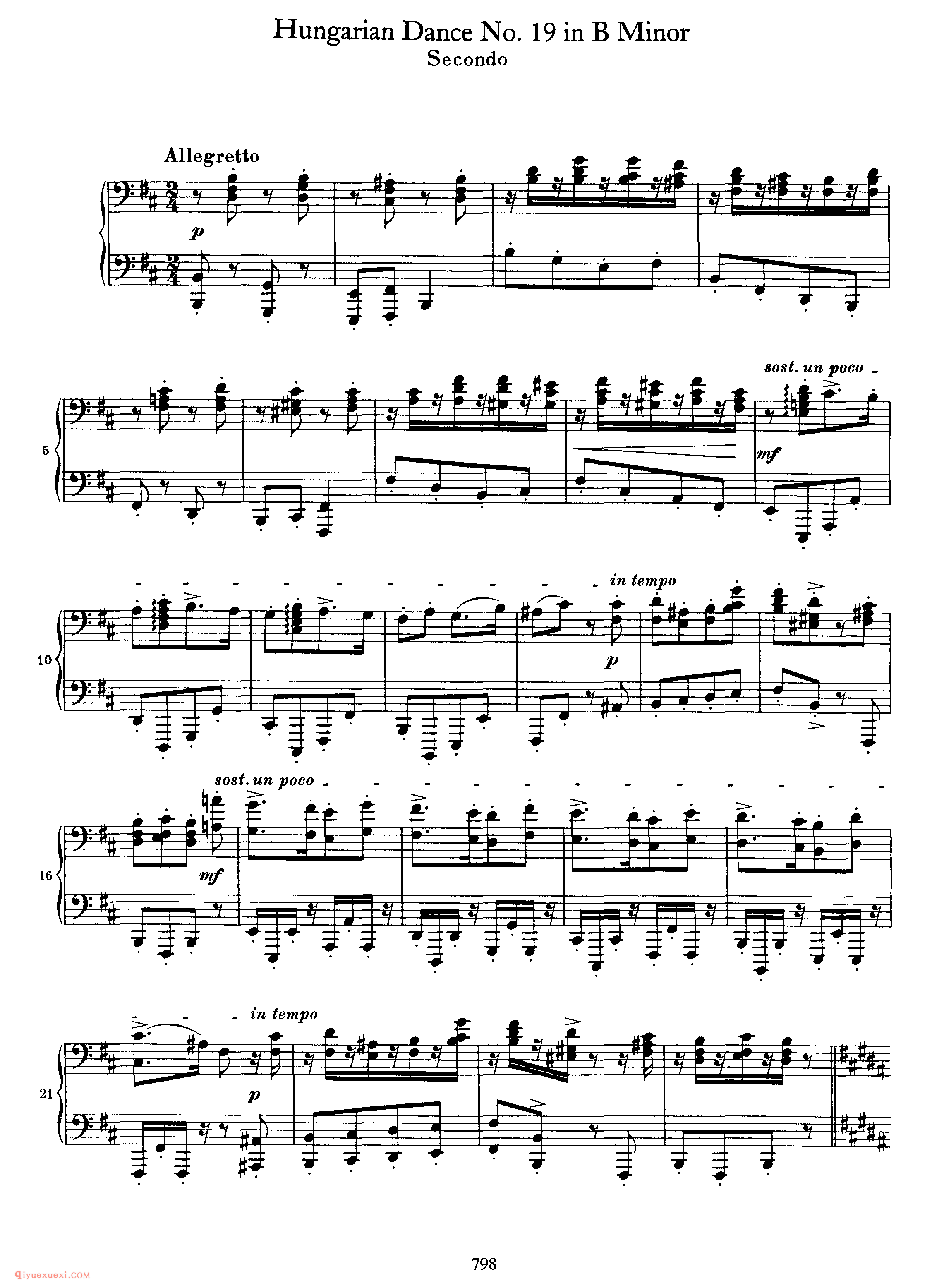 Hungarian Dance No.19 in B Minor_勃拉姆斯《匈牙利舞曲》四手联弹