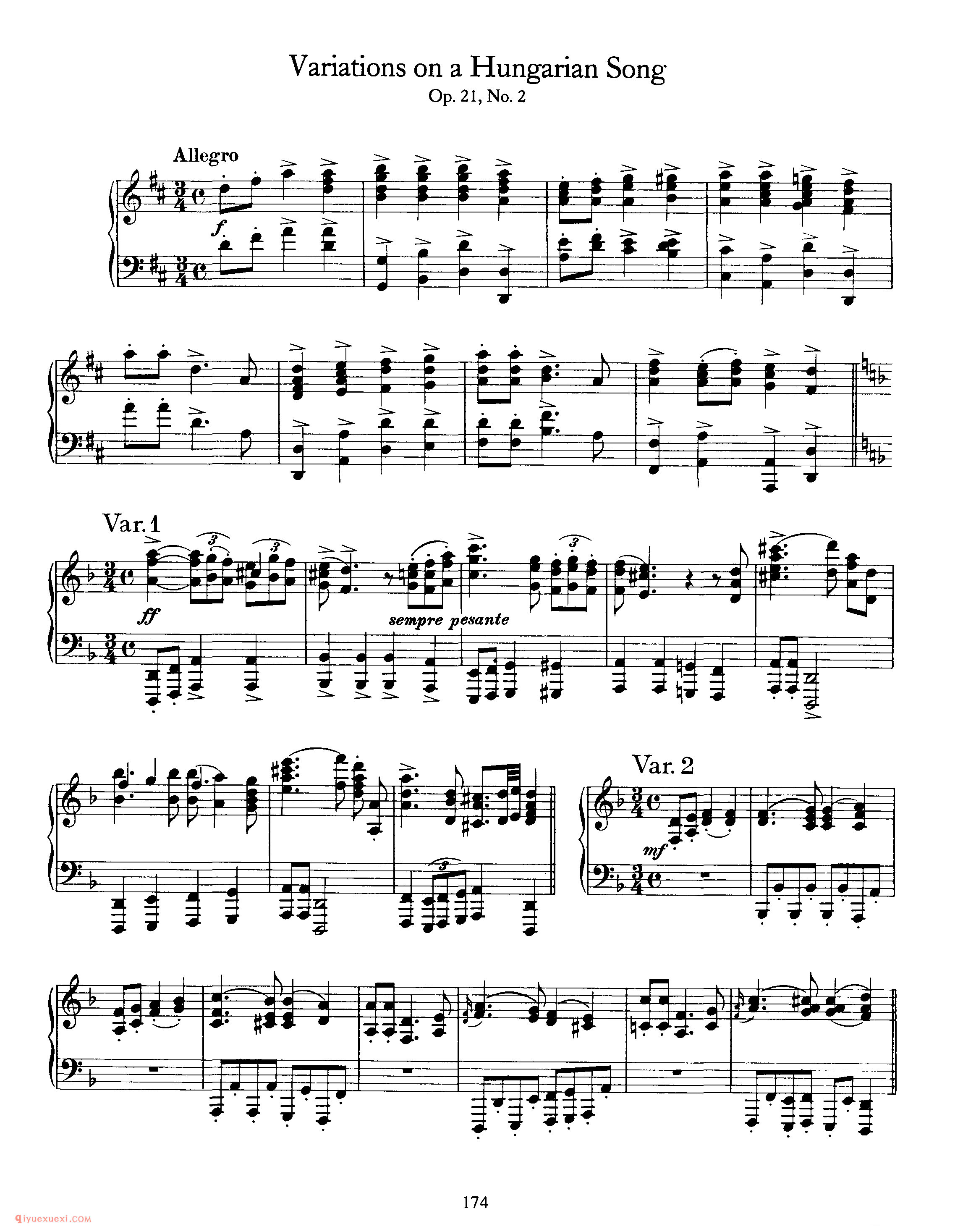 Variations on a Hungarian Song, Op 21_变奏曲_勃拉姆斯