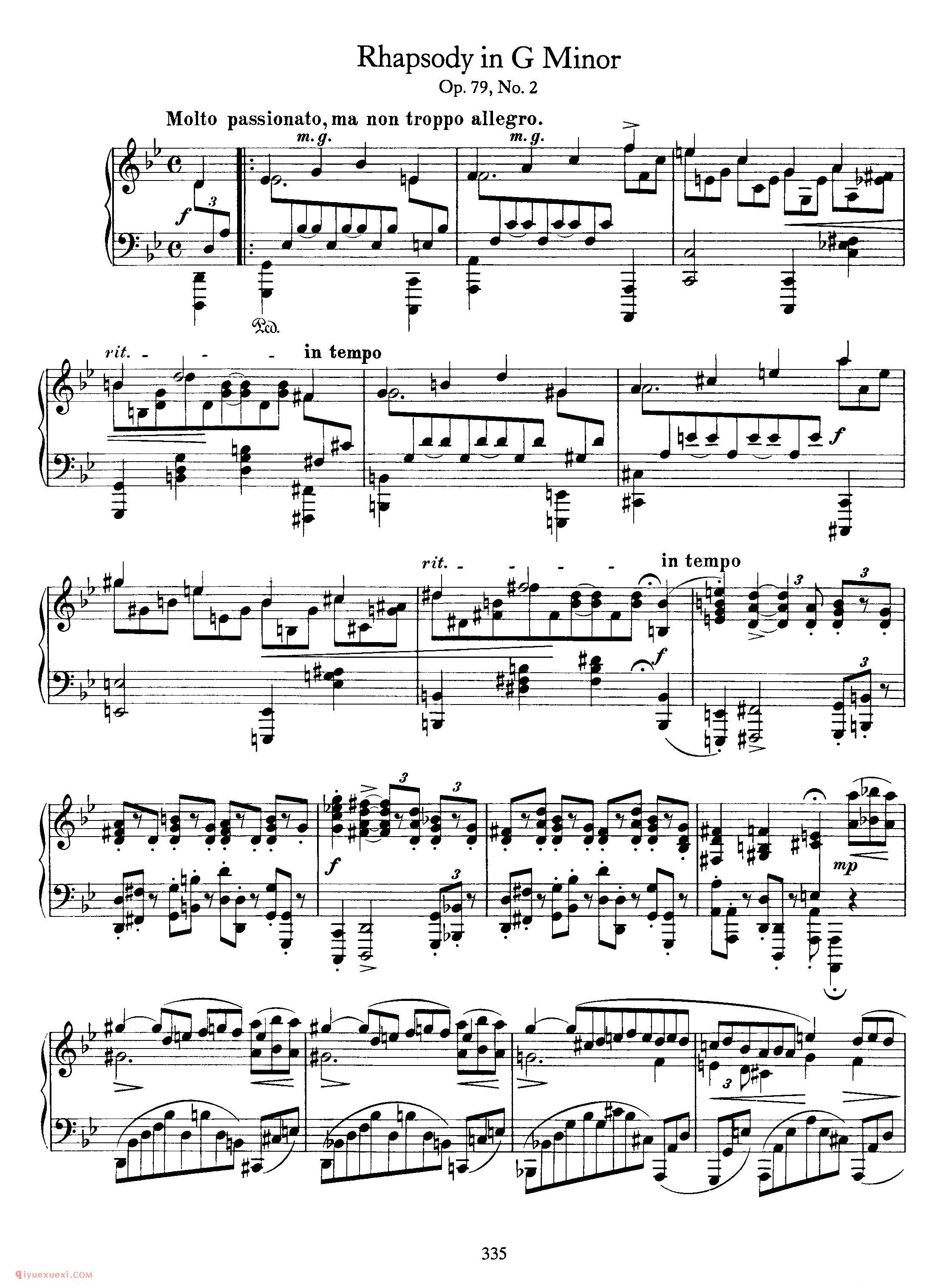 勃拉姆斯两首狂想曲_Brahms Rhapsodies Op.79_约翰内斯·勃拉姆斯钢琴乐曲