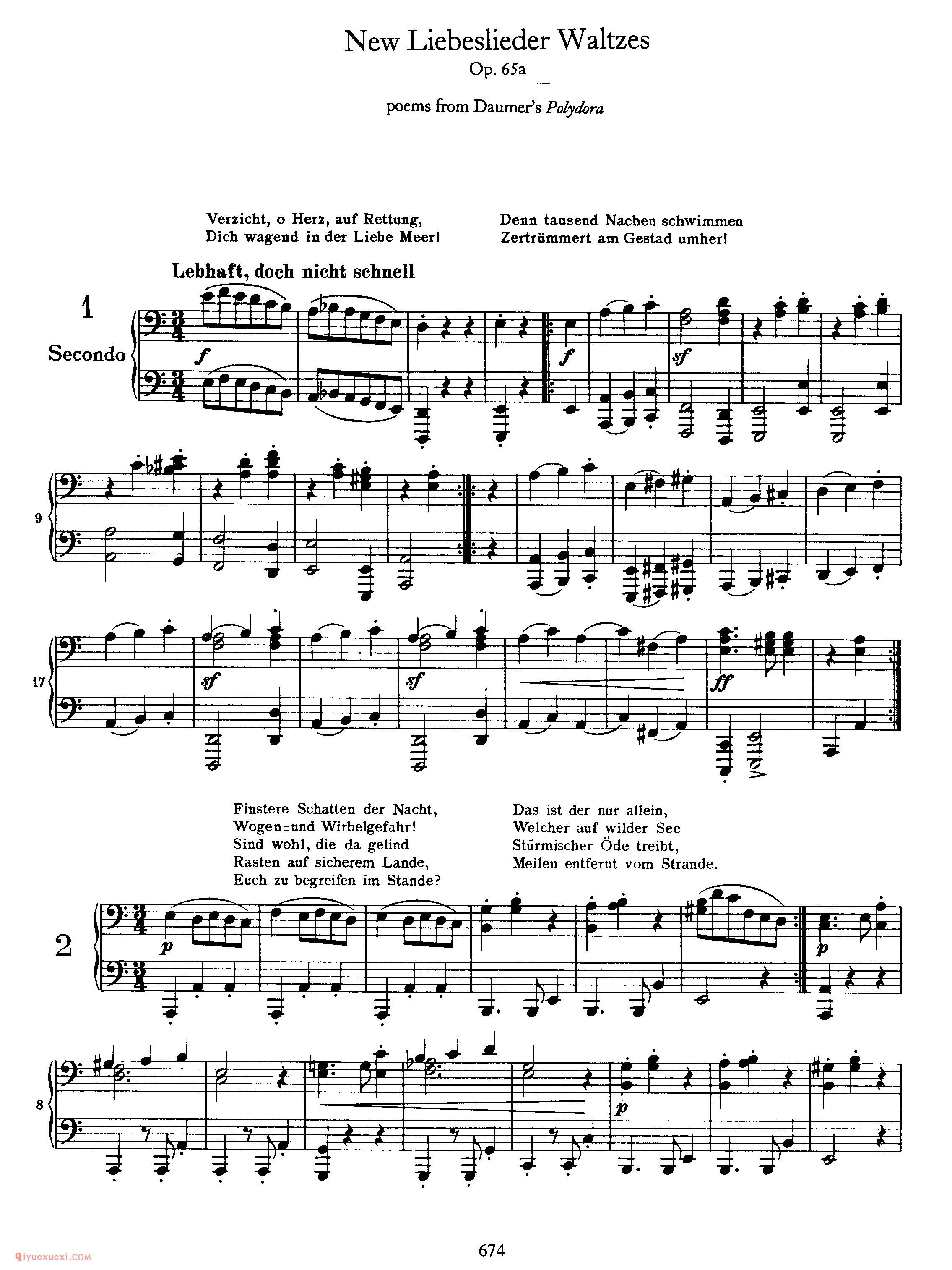 勃拉姆斯新情歌圆舞曲四手联弹作品65_New Liebeslieder Waltzes, Op 65a (4 Hands)_约翰内斯·勃拉姆斯钢琴乐谱