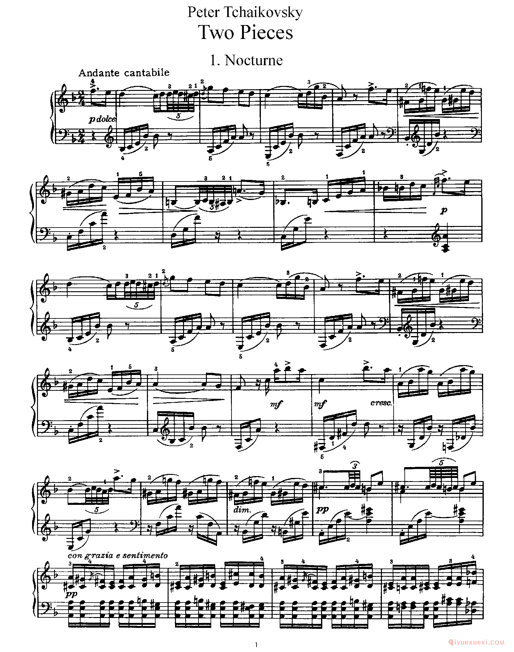 柴科夫斯基《两首小品》作品10_Tchaikovsky 2 Pieces Op.10