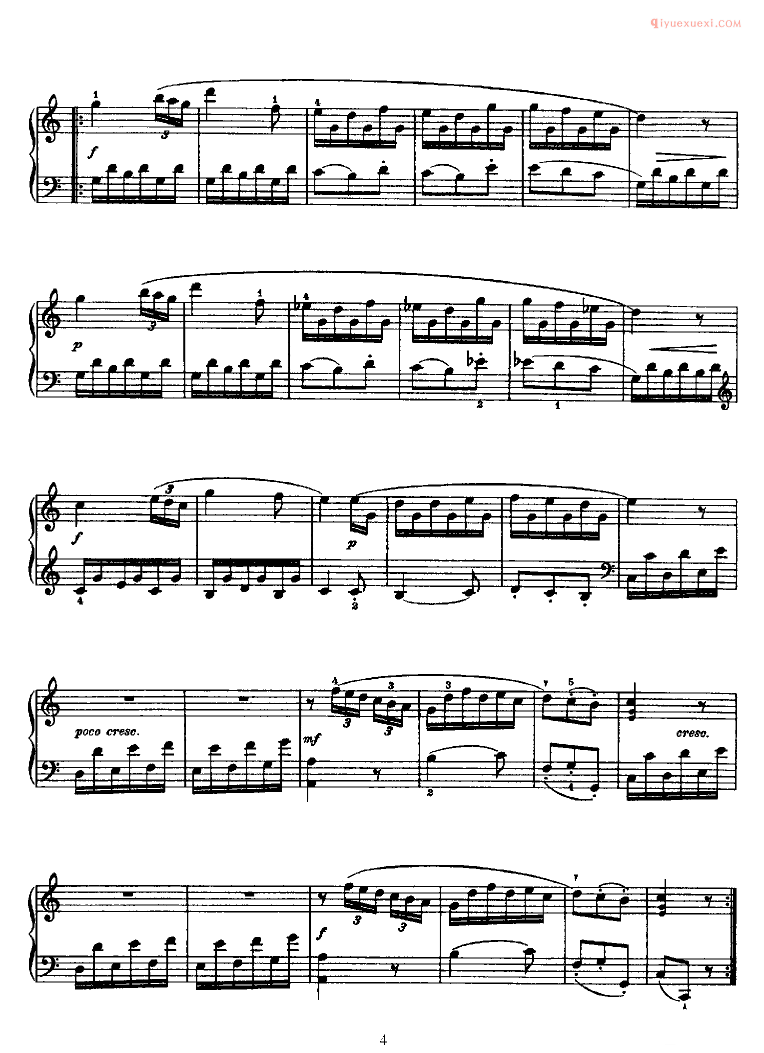 海顿C大调《第7钢琴奏鸣曲》Franz Joseph Haydn Sonata in C Majorr_海顿钢琴谱