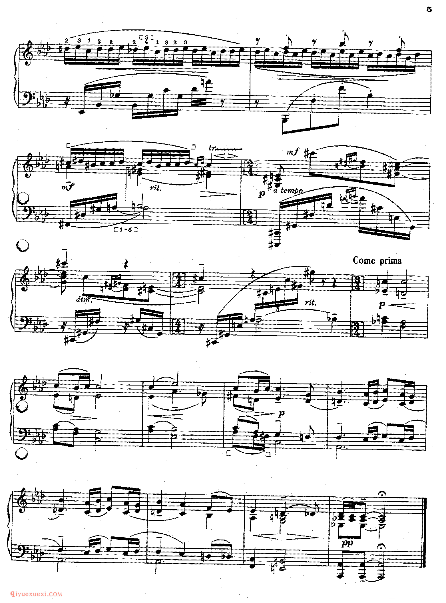 Rachmaninoff - Fragments in A-flat Major Op.posth (1917)_拉赫玛尼诺夫钢琴谱