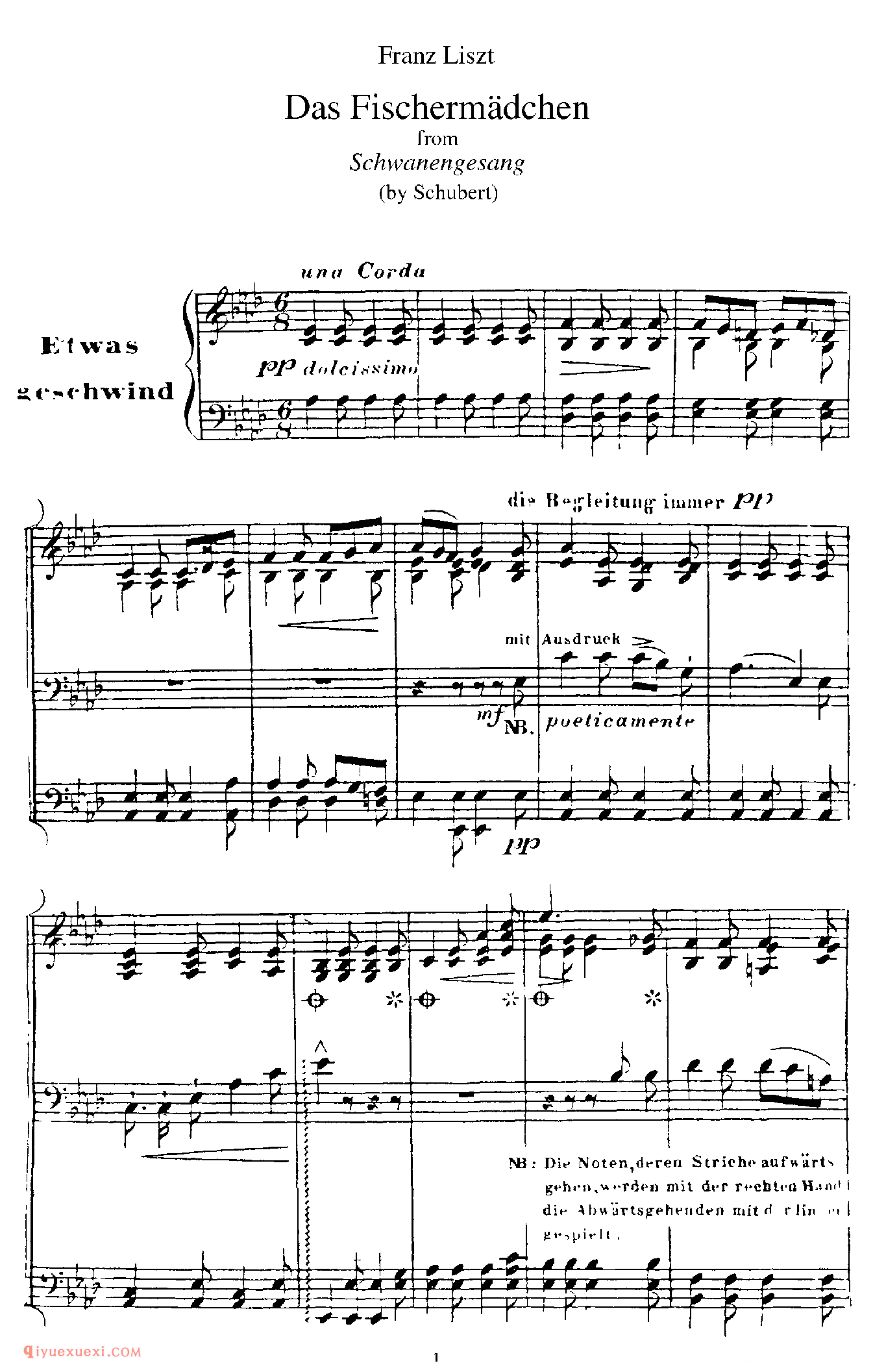 Das Fischermadchen (Schubert)_改编舒伯特_李斯特钢琴乐谱