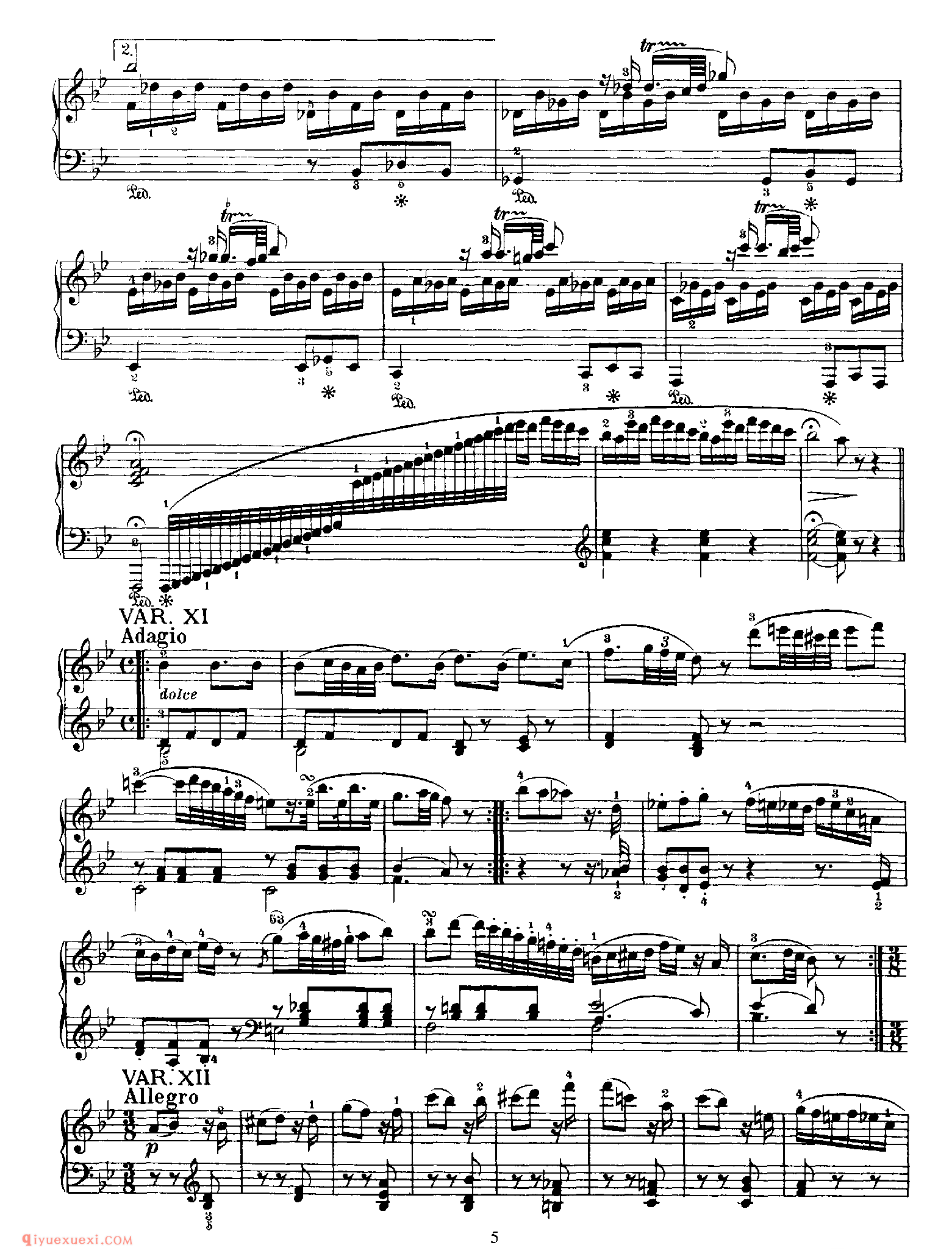 12 Variations, K 500_变奏曲_莫扎特钢琴谱