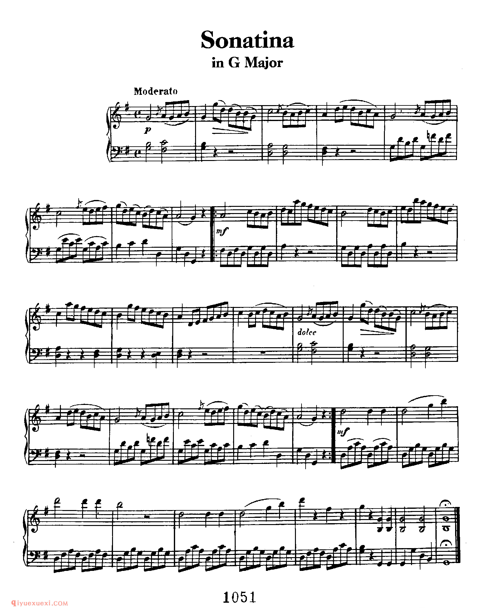 Sonatina in G Major_小奏鸣曲_贝多芬钢琴谱