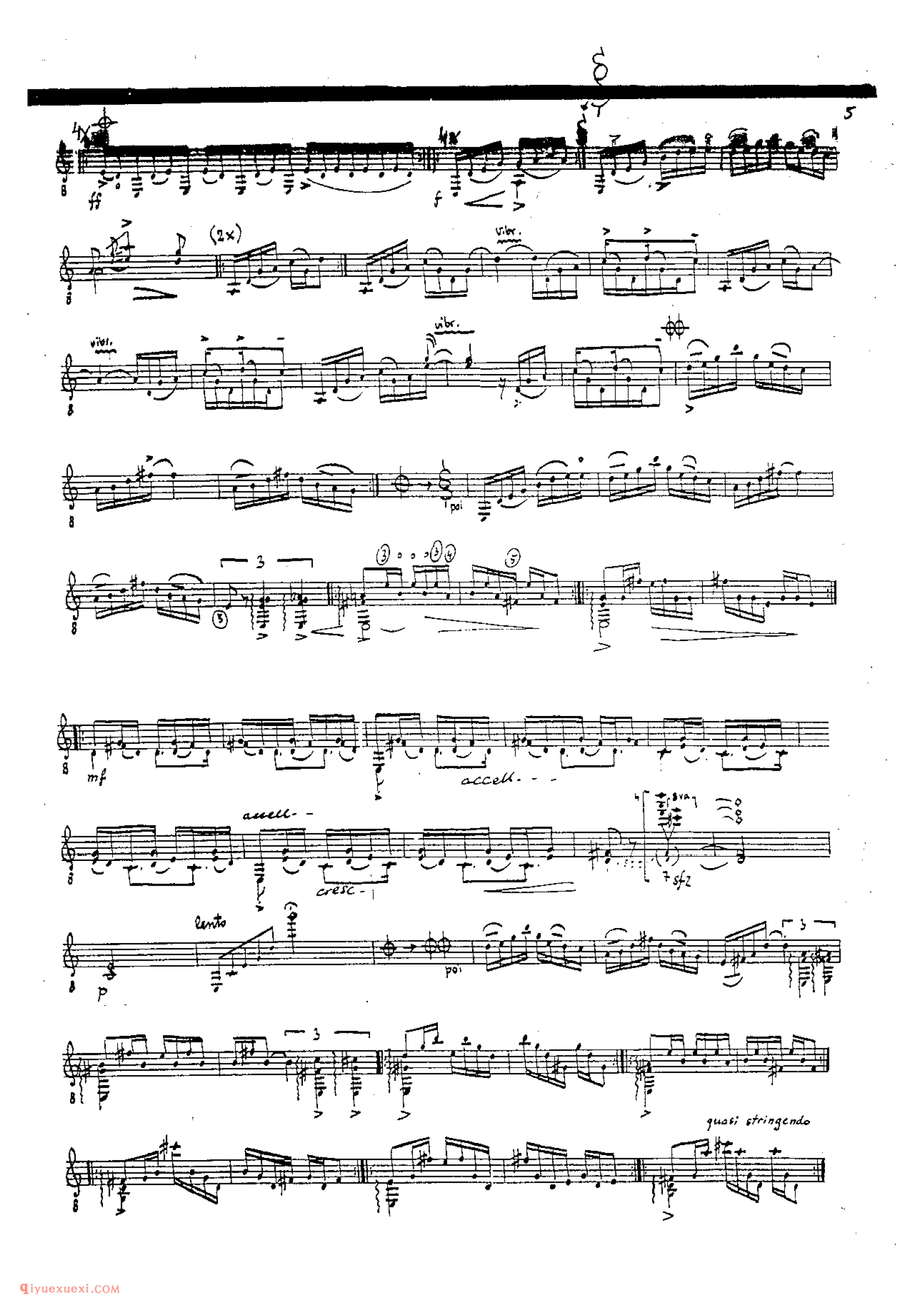 Hommage a Jimi Hendrix (op.52)_多明尼康尼(Carlo Domeniconi)古典吉他乐曲五线谱