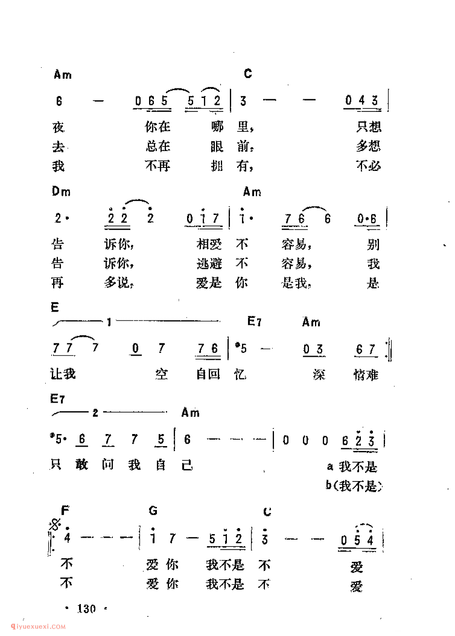 我不是不爱你_吉他弹唱简谱