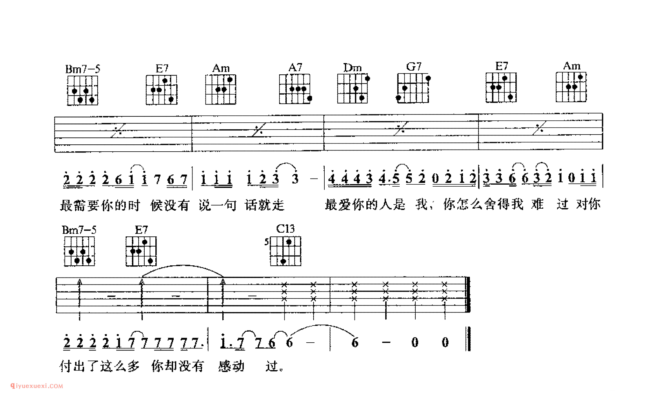 你怎么舍得我难过_黄品源词曲_吉他弹唱歌曲六线谱