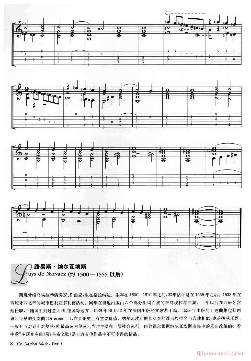 帕凡舞曲(第一首)(路易斯·米兰)外国古典名曲吉他乐谱