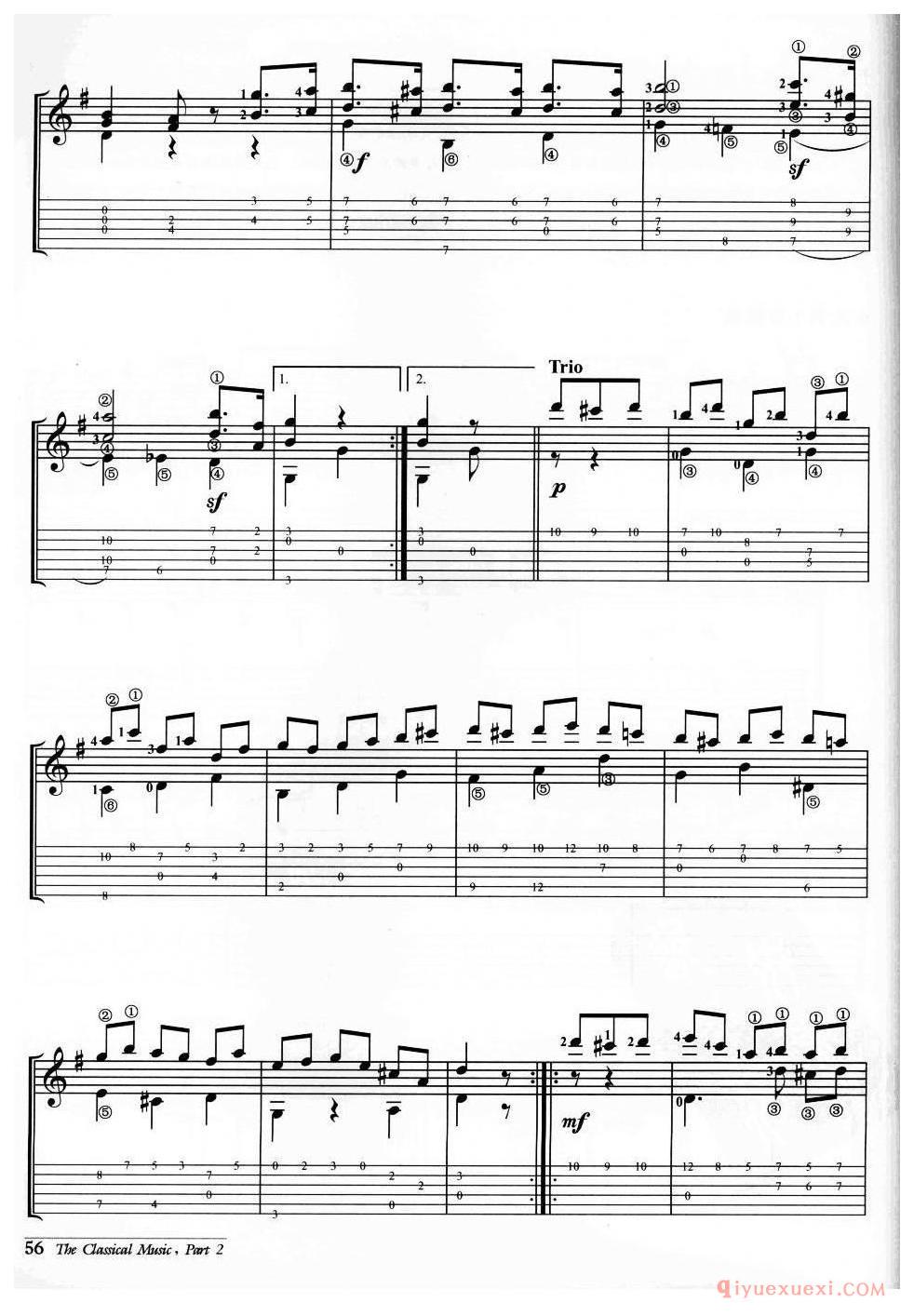 G大调小步舞曲(路德维希·范·贝多芬)外国古典名曲吉他乐谱