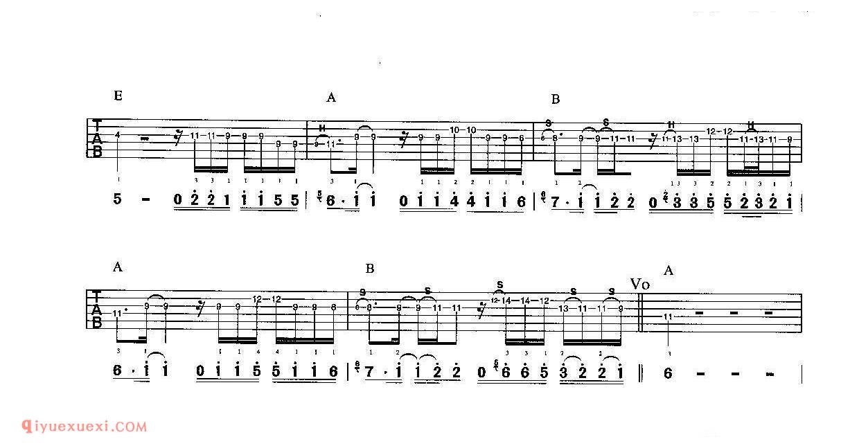 悄无声息-间奏_吉他SOLO曲谱