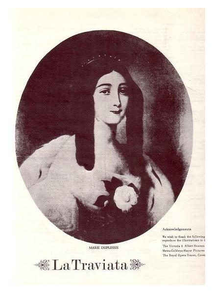 歌剧《茶花女》海报——照片中人据说为小仲马的情人，茶花女的原型玛丽·杜普莱西