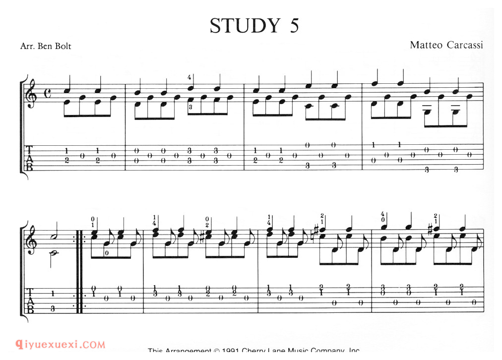 Study 5 (Carcassi)古典吉他进阶独奏乐曲谱