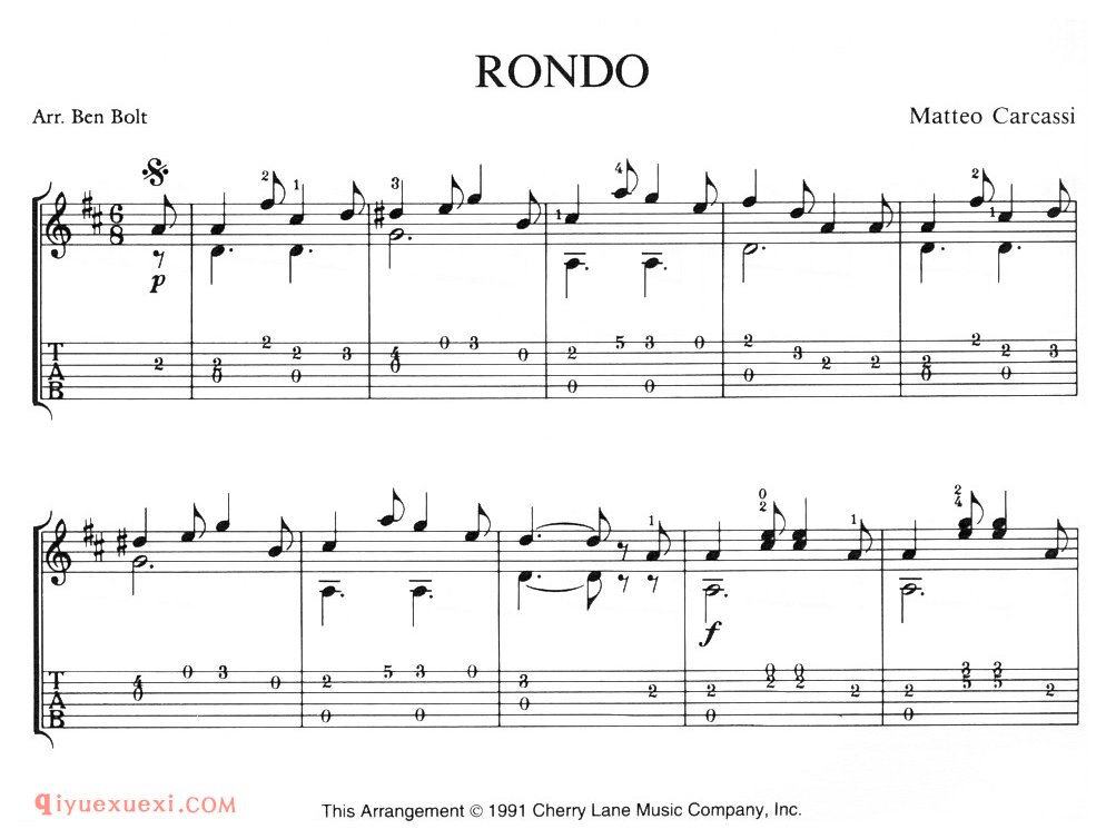 Rondo (Carcassi)古典吉他进阶独奏乐曲谱