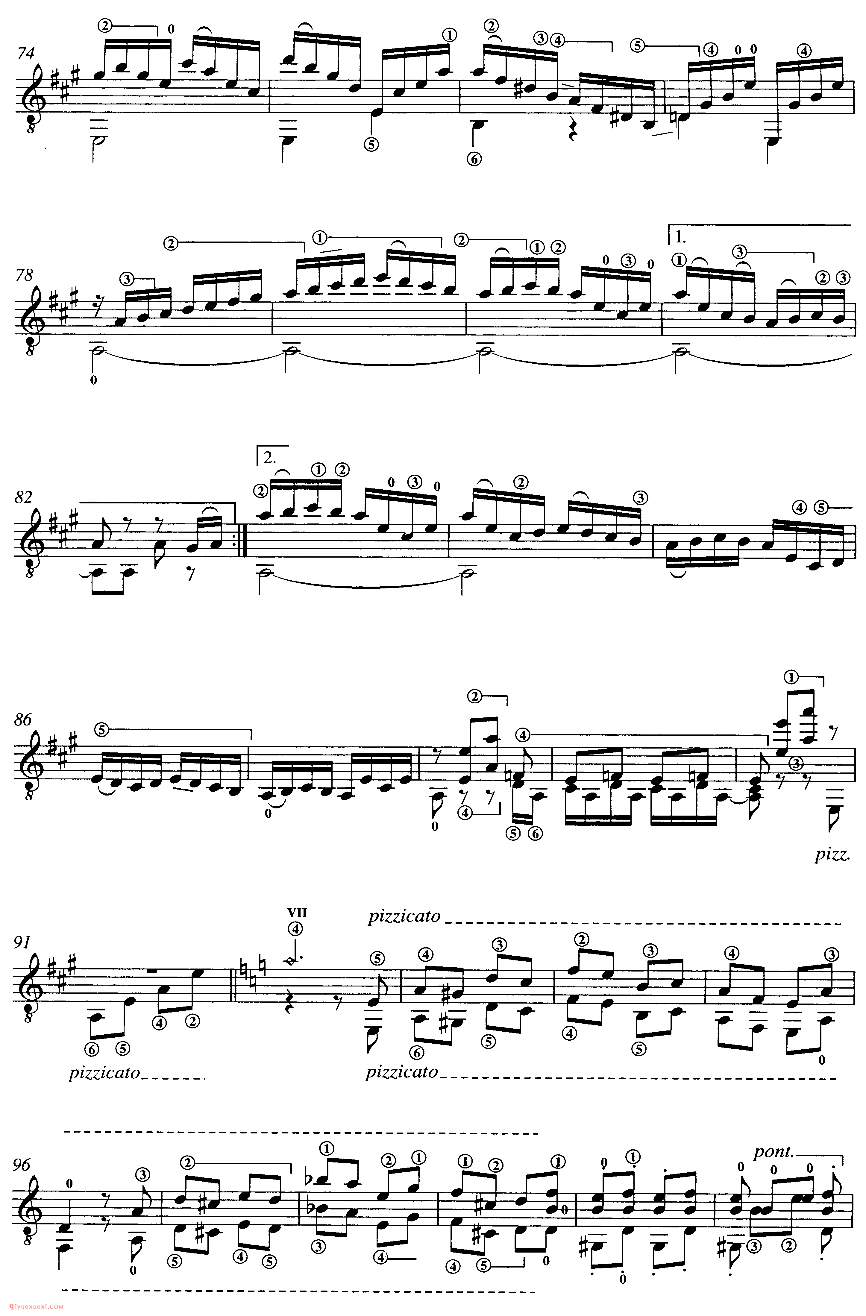 F. Mendelssohn_CANZONETTA_塞戈维亚改编吉他谱