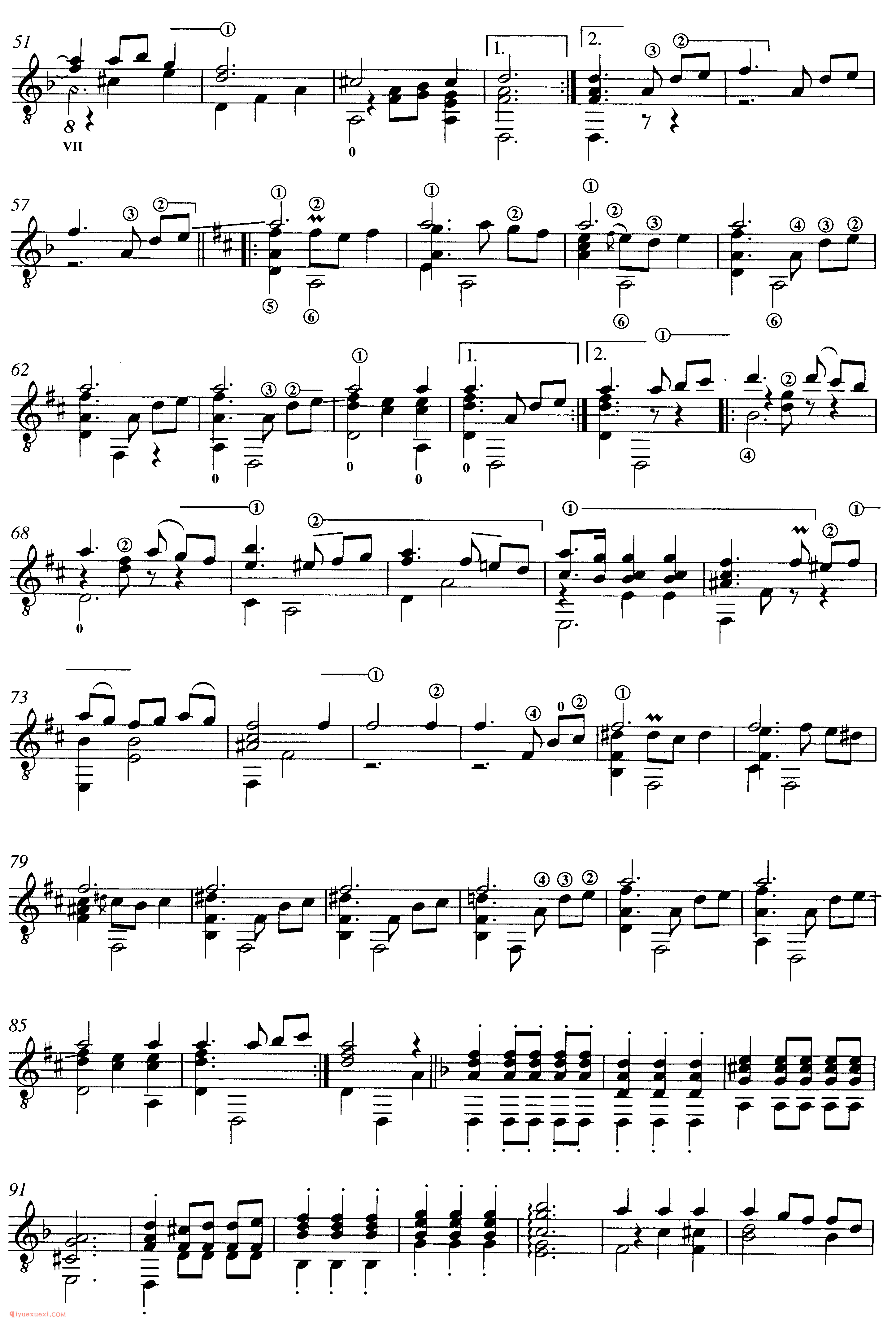 F.Schubert_MINUETTO_塞戈维亚改编吉他谱