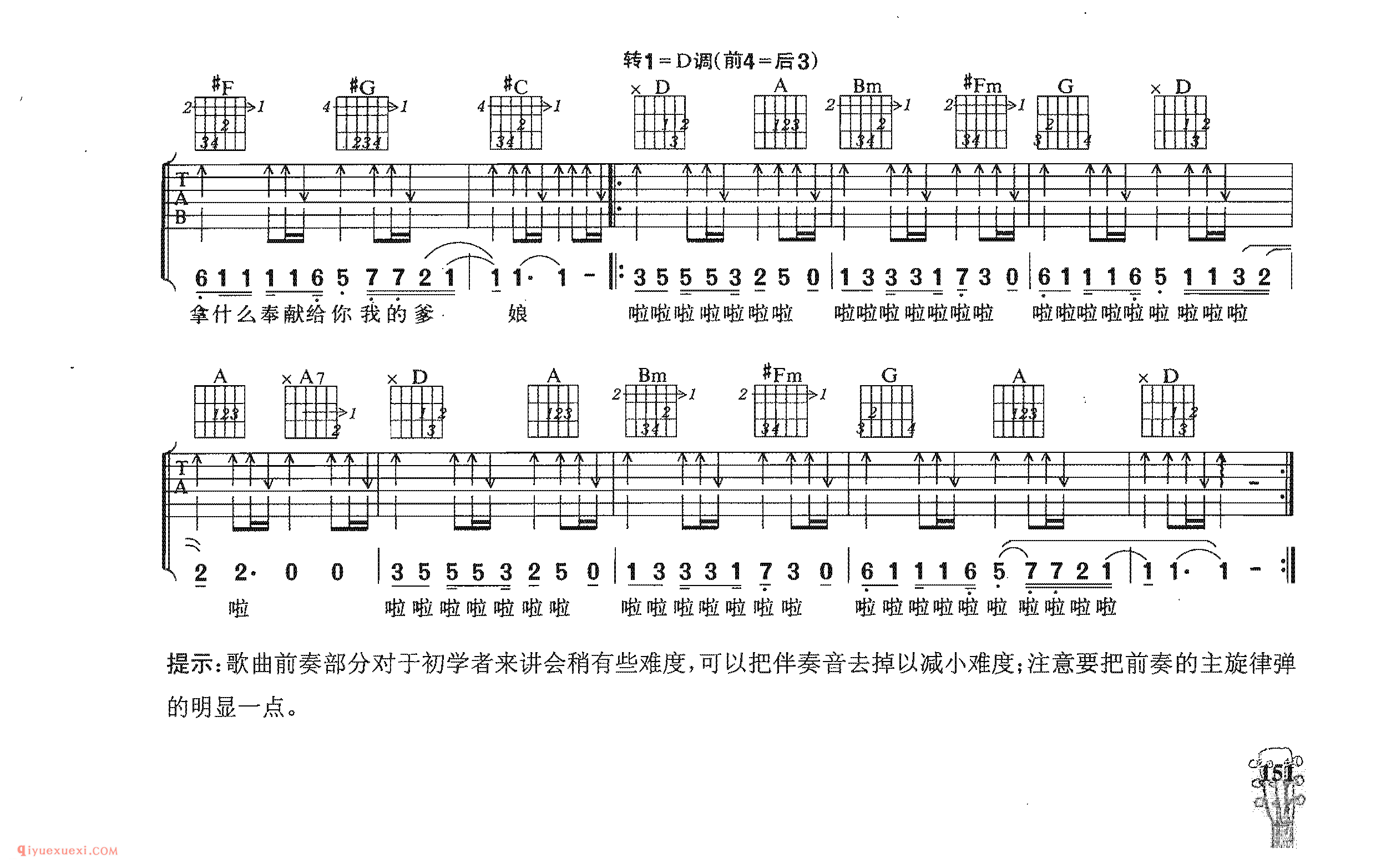 奉献_苏芮演唱_吉他弹唱名歌曲谱