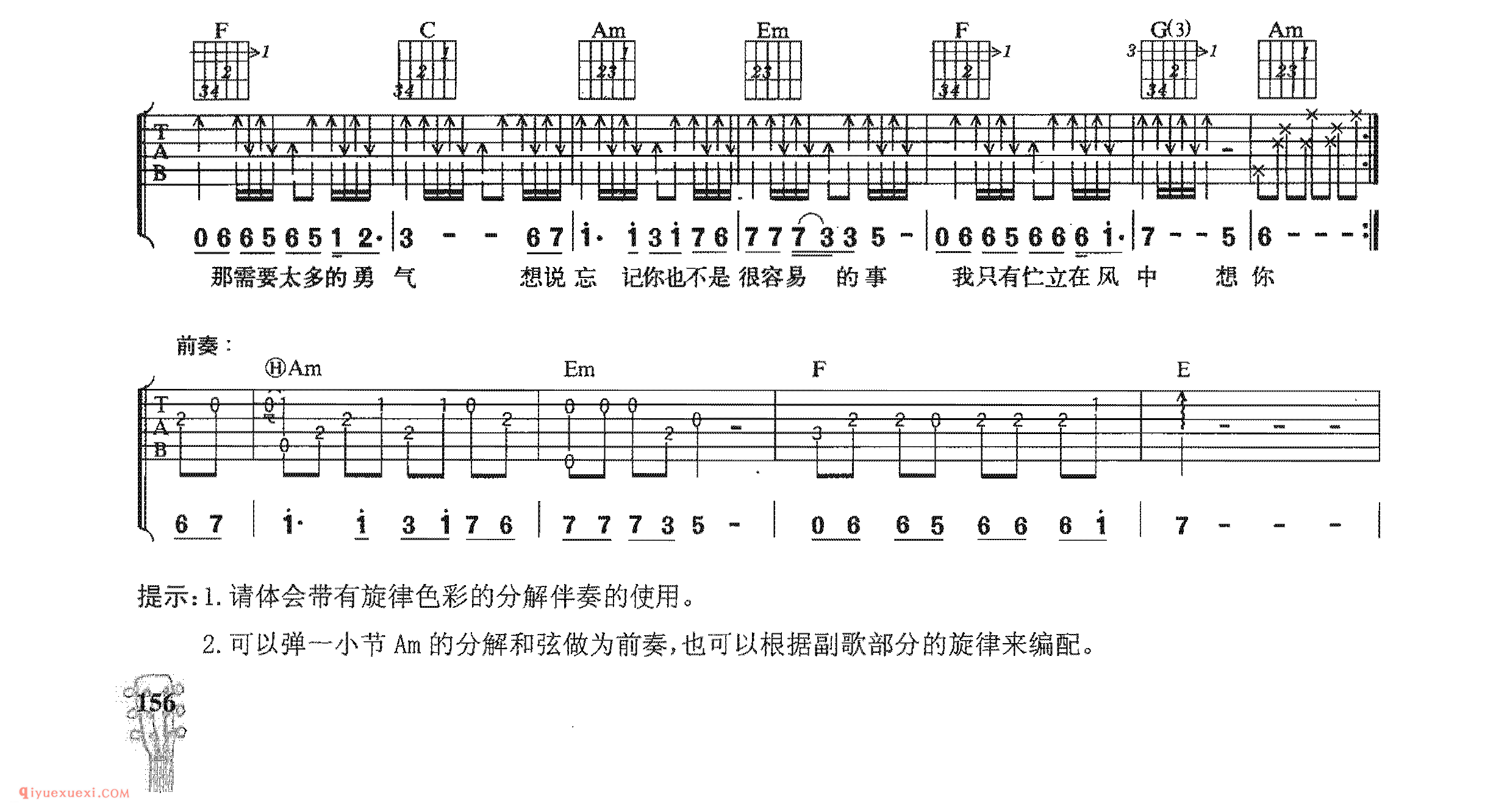 想说爱你不容易_王志文演唱_吉他弹唱名歌曲谱