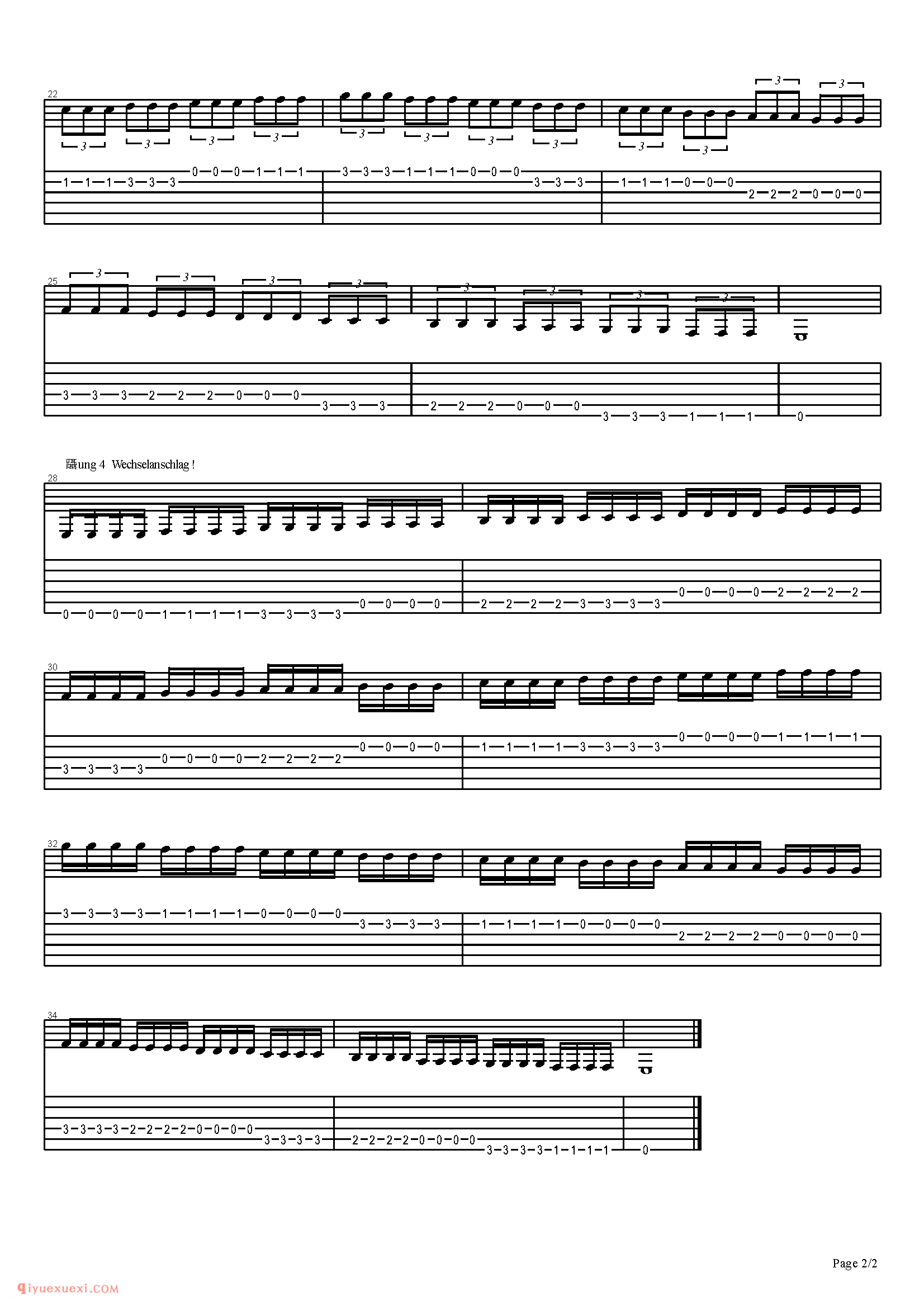 简单吉他谱:C Major Scale