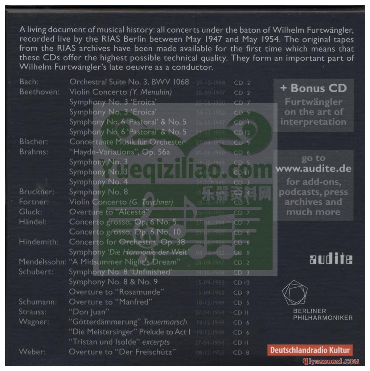 富特文格勒Rias录音全集13CD音乐下载 Furtwangler:Complete Rias Recordings