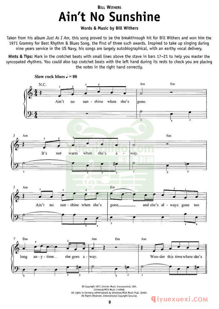 PDF钢琴谱下载 | 50首外国流行歌曲(50 Popular Songs)英文原版PDF电子书