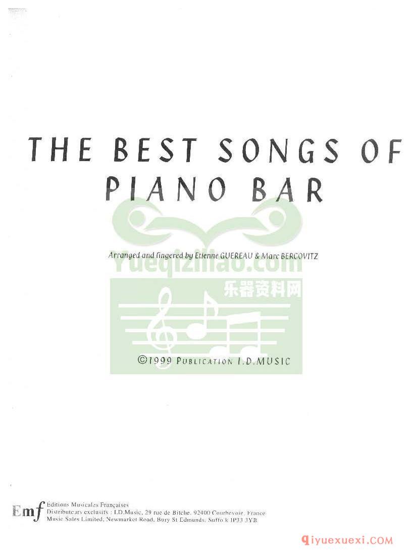 PDF钢琴谱下载 | 最适合酒吧的钢琴歌曲谱集The Best Songs of Piano Bar)原版电子书