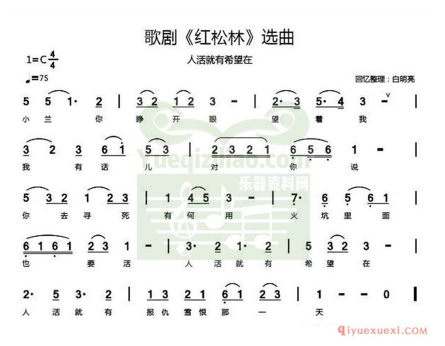 歌剧简谱 | 歌剧《红松林》选曲4首