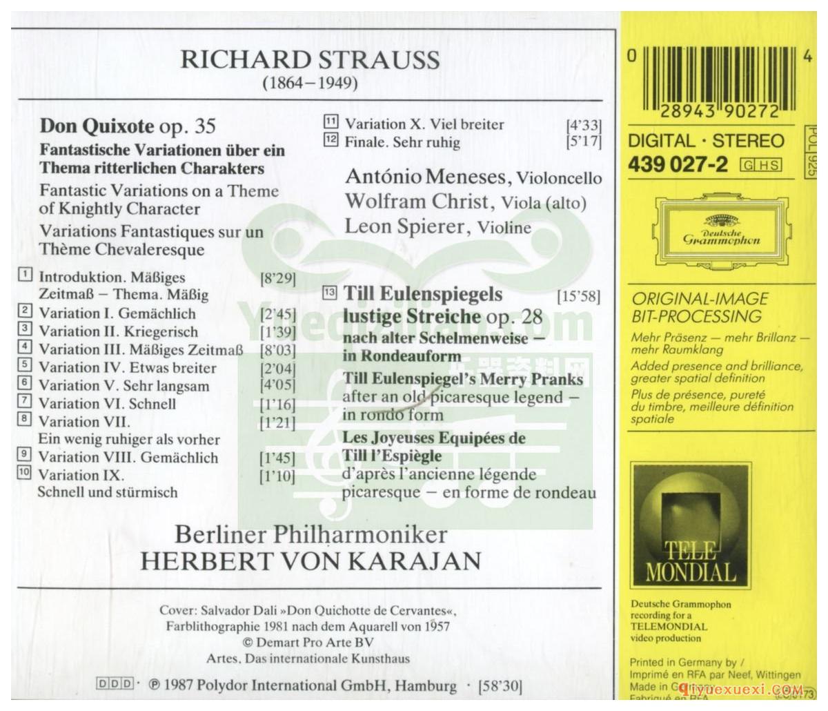 卡拉扬金装系列 | Richard Strauss - Don Quixote - Till Eulenspiegel APE音乐欣赏下载