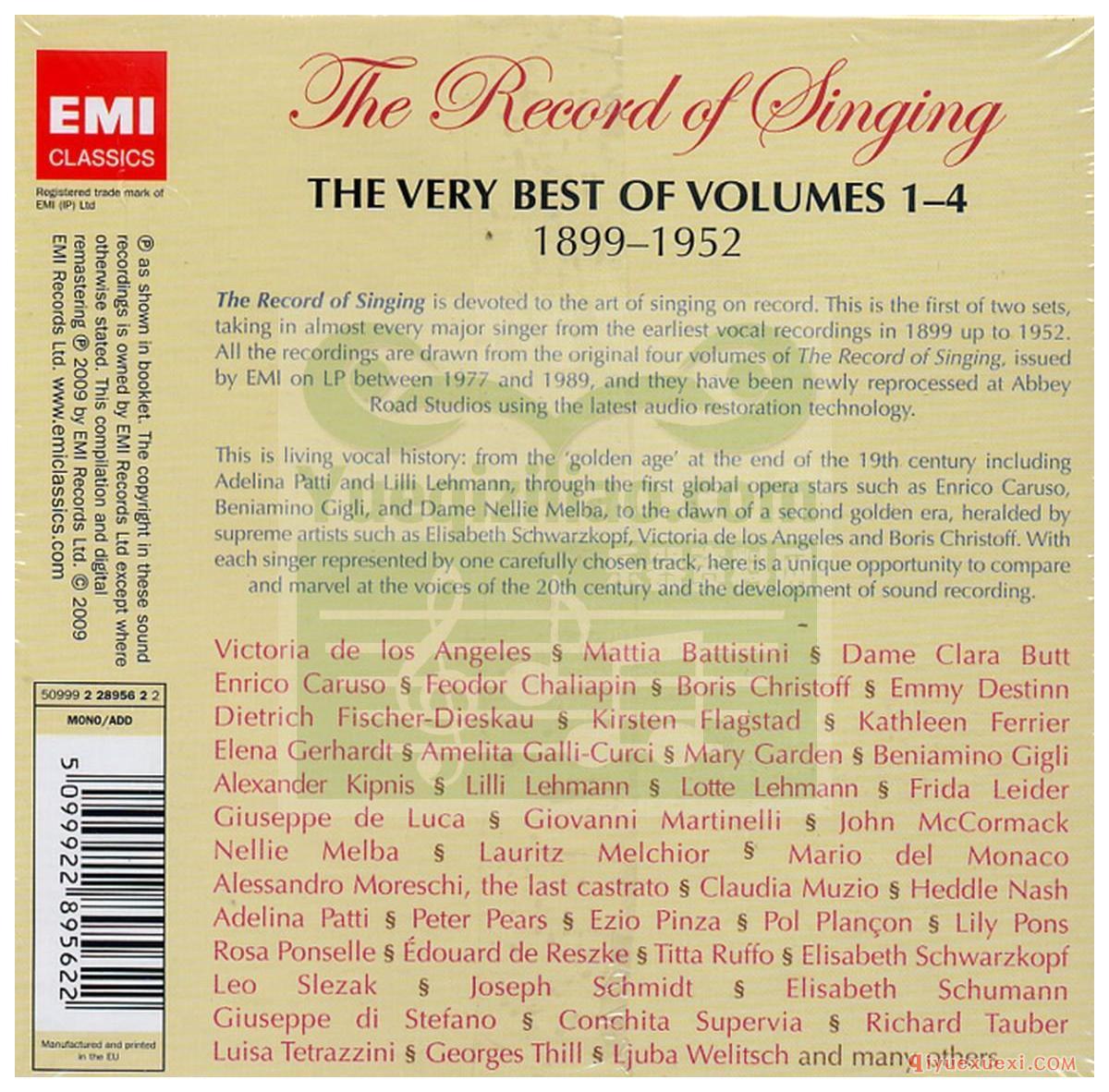 歌剧录音下载 | The Record of Singing, 1899-1952 - The Very Best of Volumes 1-4 [10CD]FLAC专辑