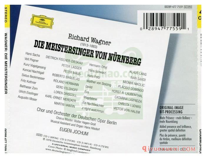 瓦格纳：歌剧“纽伦堡的名歌手”(柏林歌剧院交响乐团及合唱团, 指挥_约胡姆) (4CD)古典乐唱片下载