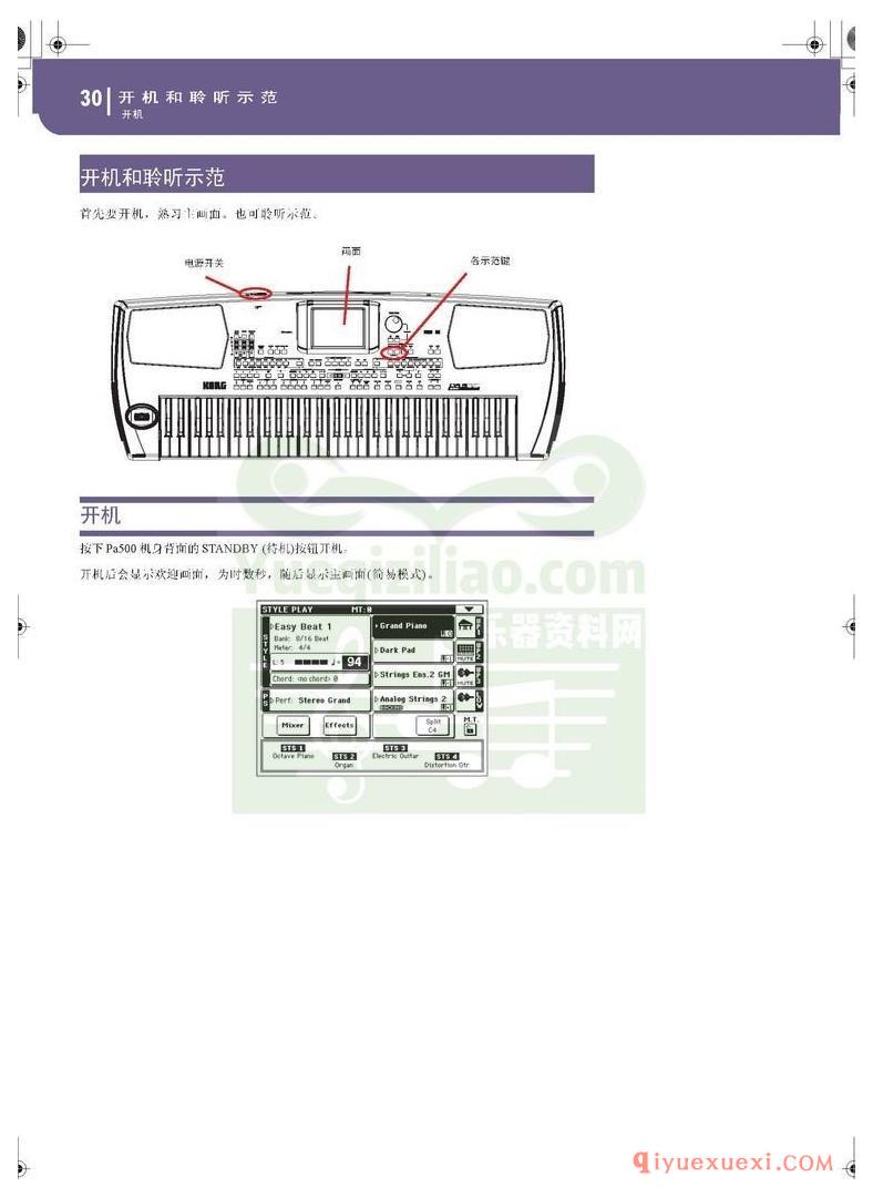 KORG PA500专业编曲链盘使用说明书中文版在线查阅