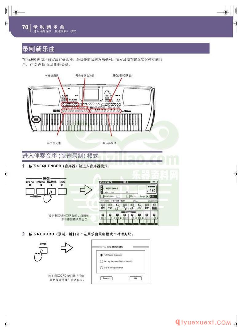 KORG PA500专业编曲链盘使用说明书中文版在线查阅