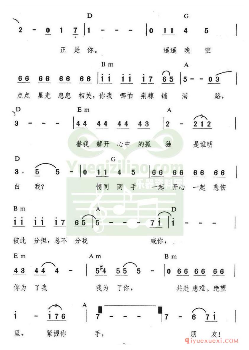 简谱 │ 朋友（谭咏麟演唱版本）