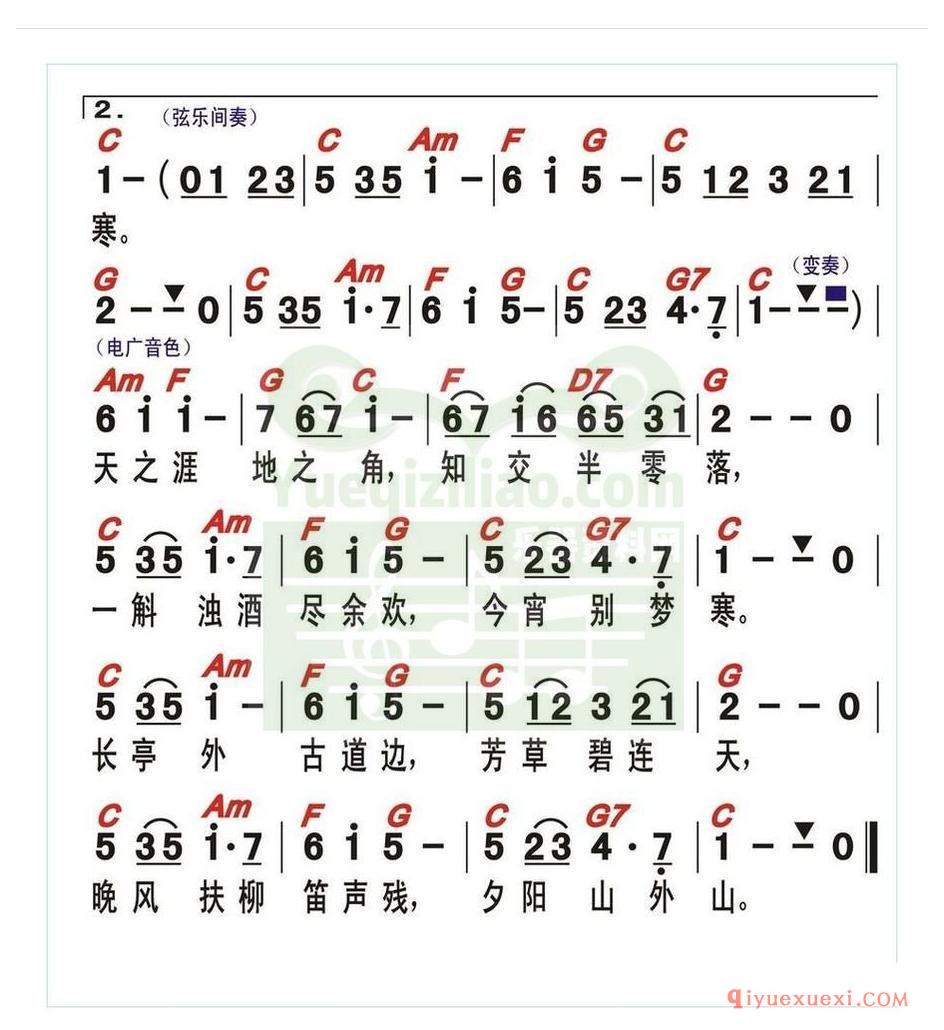 电子琴谱带和弦 │ 送别 多版本