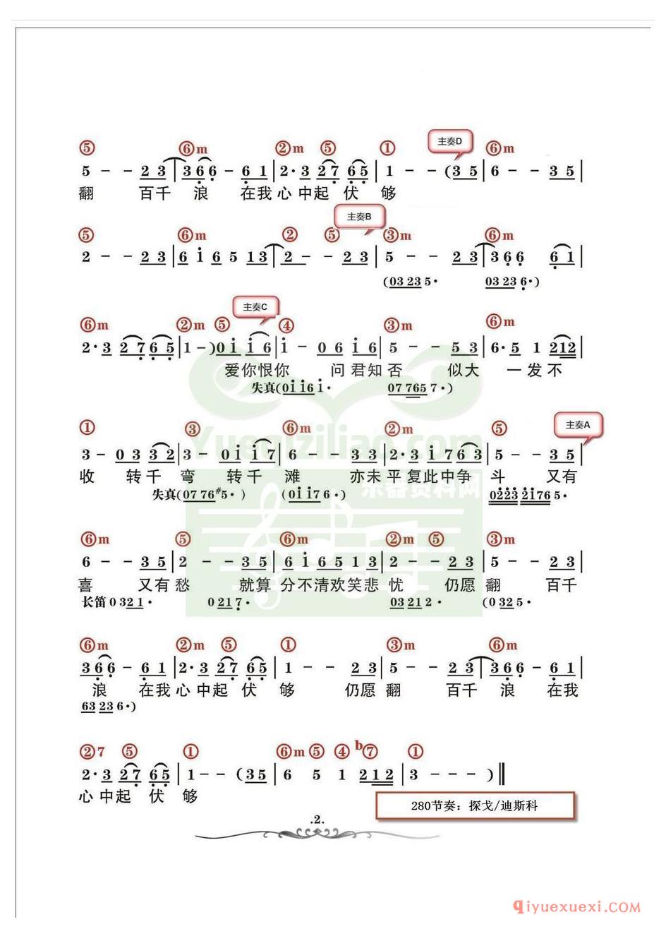 电子琴带和弦简谱 │ 上海滩 (农村乐队)