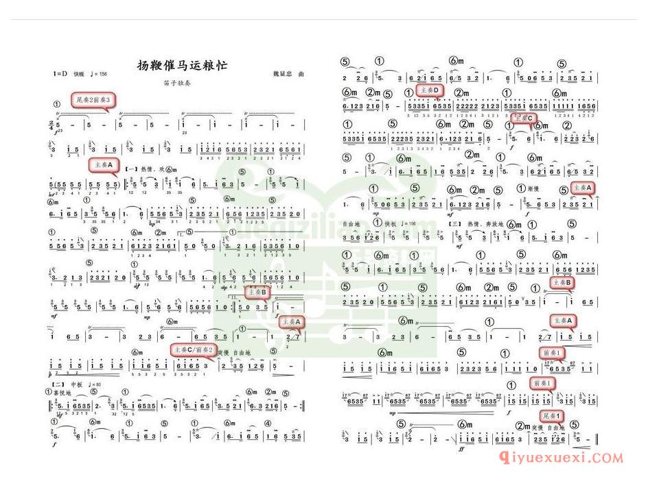 电子琴带和弦简谱 │ 扬鞭催马运粮忙(农村乐队)