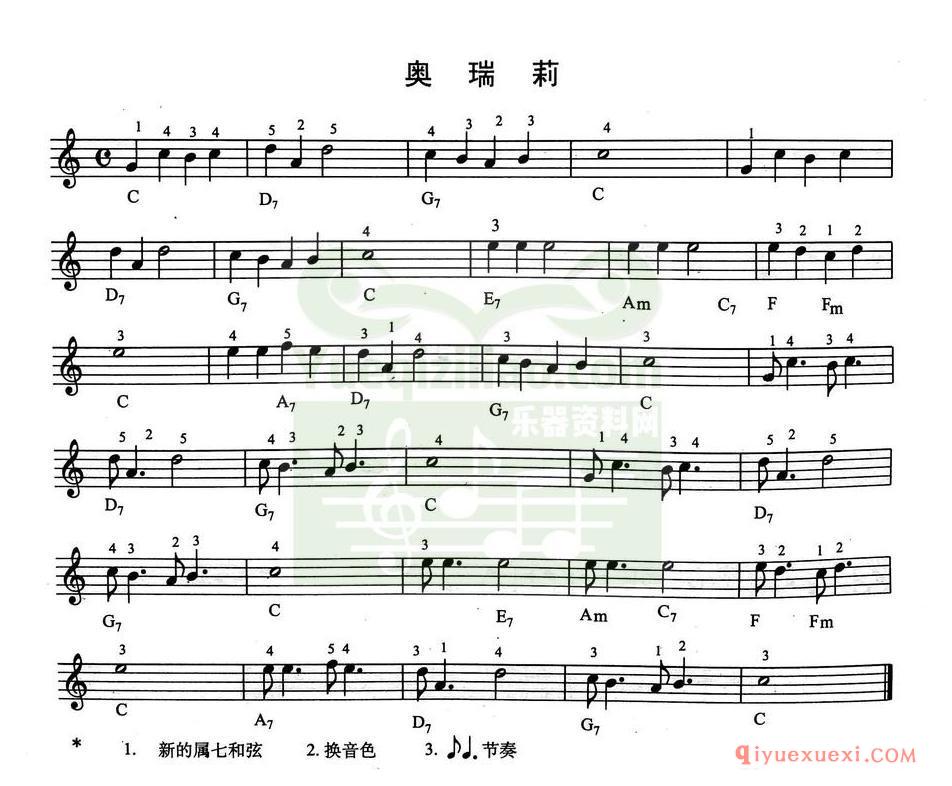 简单的电子琴乐曲 │ 奥瑞莉(五线谱)