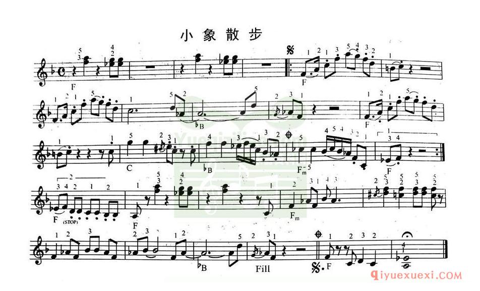 简单的电子琴乐曲 │ 小象散步(五线谱)