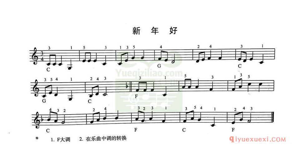 简单的电子琴乐曲 │ 新年好(五线谱)