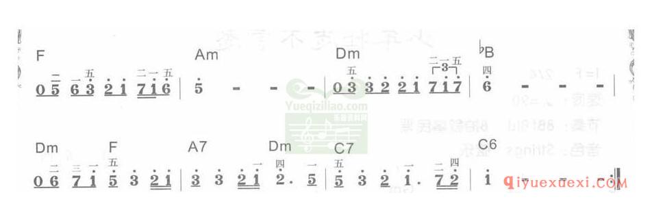 电子琴F大调d小调乐曲谱 │ 千言万语(简谱)