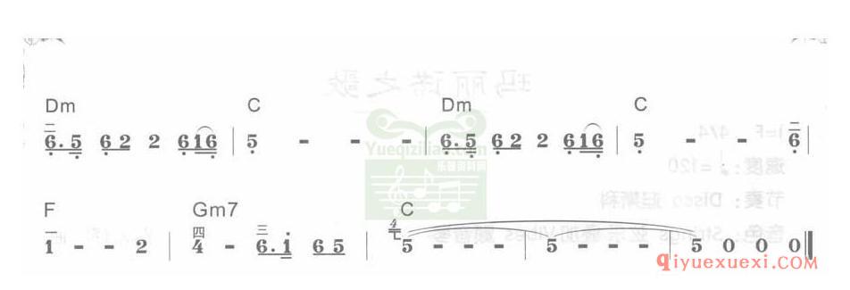 电子琴F大调d小调乐曲谱 │ 我家住在黄土高坡(简谱)