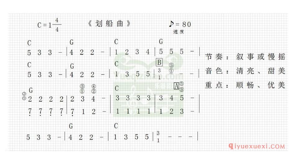 电子琴简谱 │ 划船曲