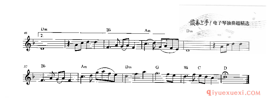 流行经典电子琴歌曲谱《别亦难》五线谱带和弦