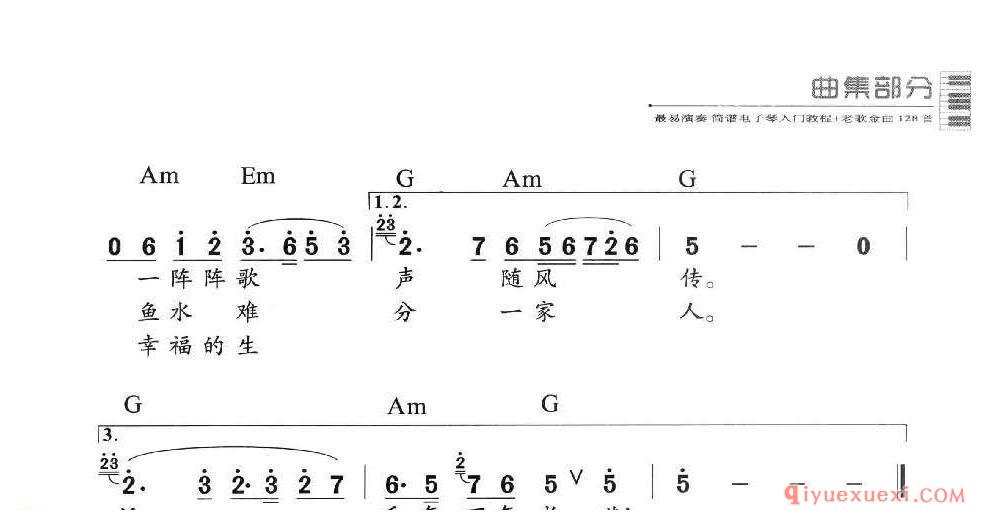 电子琴多指和弦练习乐曲 | 谁不说俺家乡好(1=C 4/4)简谱