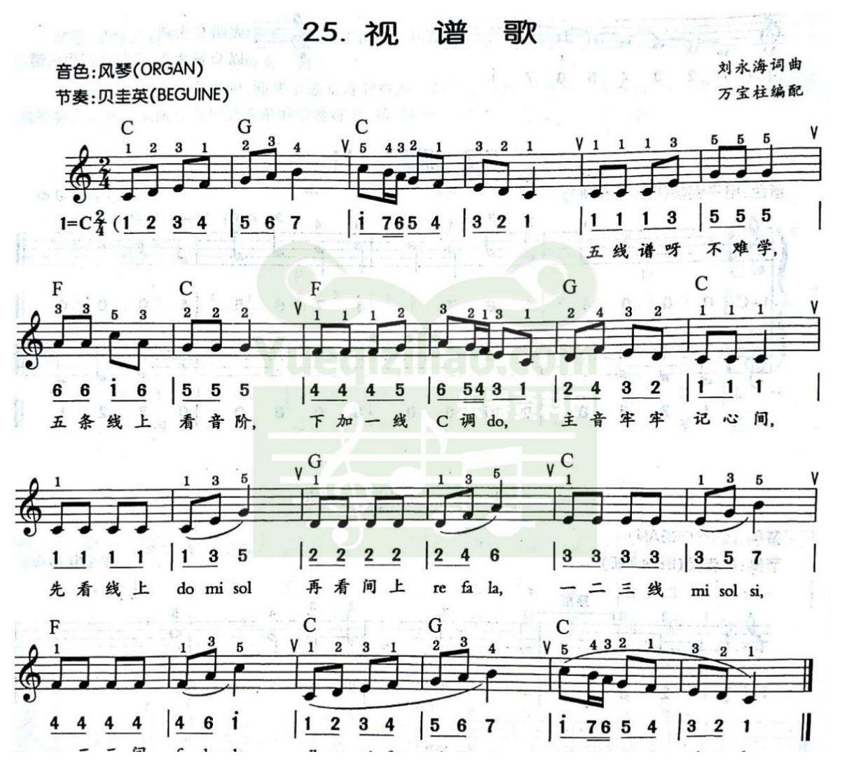 电子琴入门练习曲谱