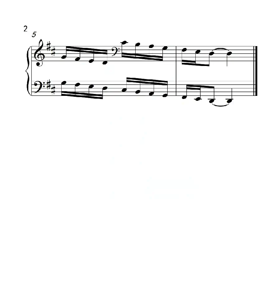 第三级 D大调音阶(中国音乐学院钢琴考级作品1~6级)